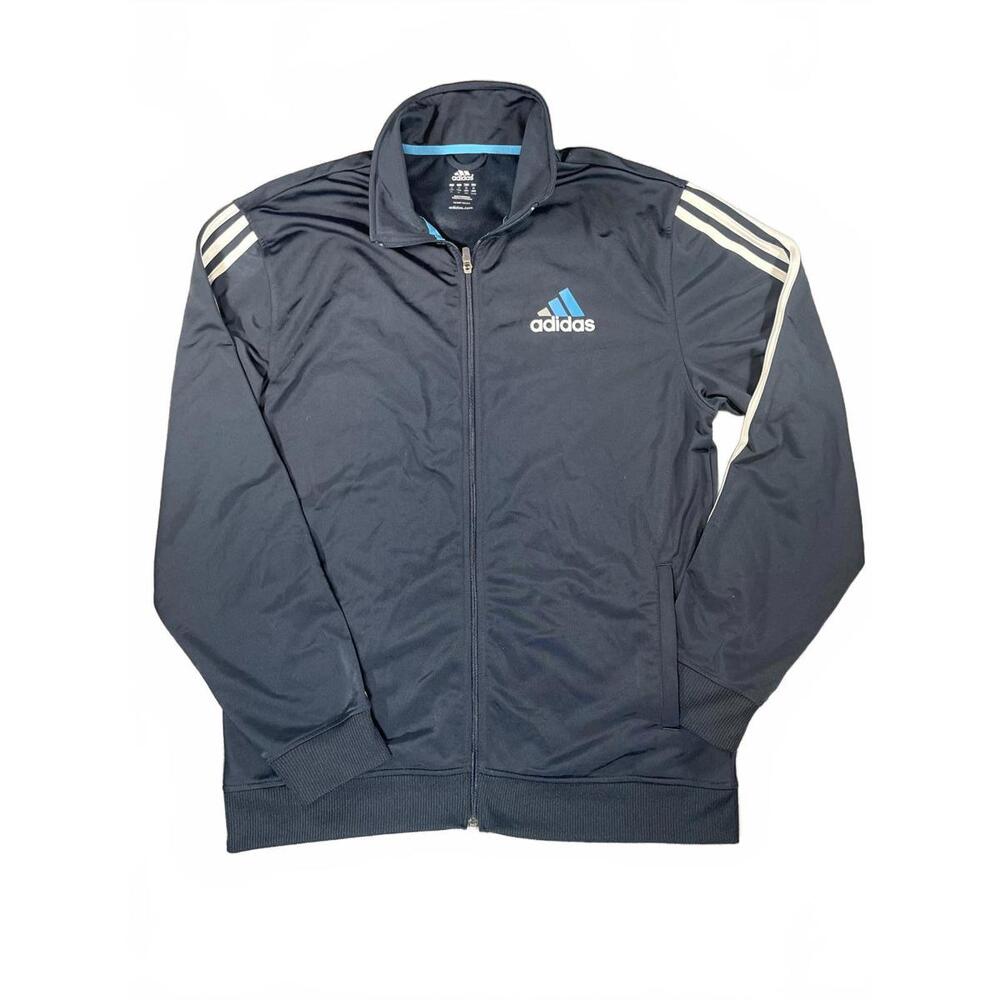 Adidas Men's Navy Track Jacket with White Stripes - Size XL Athleisure